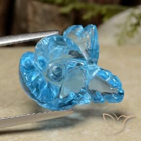 Topázio Azul Suíço Natural 12.63ct, Flor cortada, Transparente