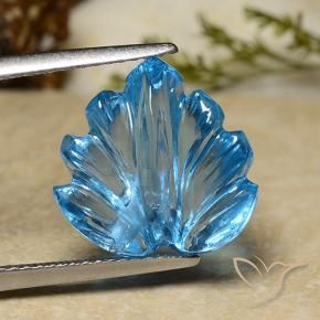 Topázio Azul Suíço Natural 8.71ct, Flor cortada, Transparente
