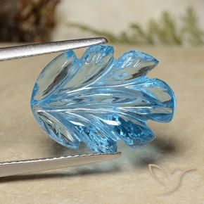 Topázio Azul Suíço Natural 10.13ct, Flor cortada, Transparente