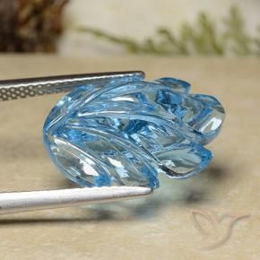 Topázio Azul Suíço Natural 10.13ct, Flor cortada, Transparente