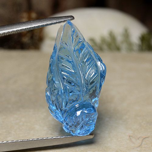 16.08ct Natural Céu azul Topázio, Flor cortada, Transparente