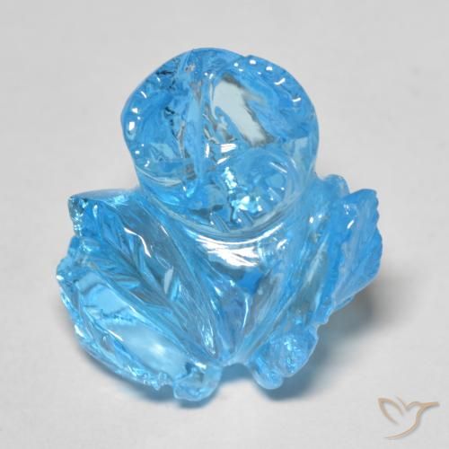 Topázio Azul Suíço Natural 18.66ct, Flor cortada, Transparente