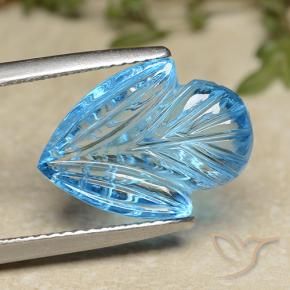 Topázio Azul Suíço Natural 9.54ct, Flor cortada, Transparente