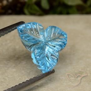 Topázio Azul Suíço Natural 3.51ct, Flor cortada, Transparente