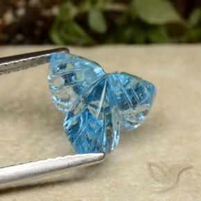 Topázio Azul Suíço Natural 3.51ct, Flor cortada, Transparente