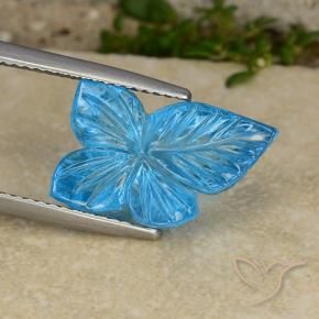 Topázio Azul Suíço Natural 8.01ct, Flor cortada, Transparente