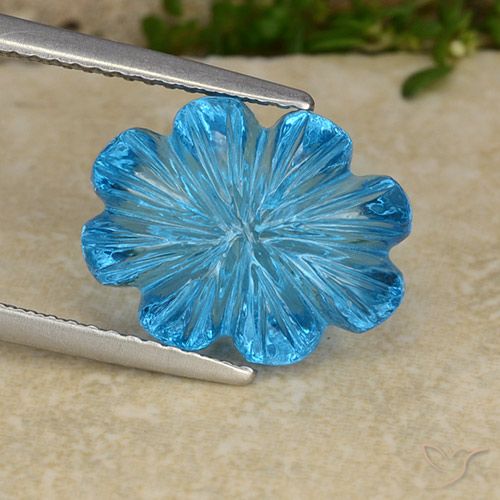 8.05ct Natural Azul Suíço Topázio, Flor cortada, Transparente