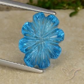 Topázio Azul Suíço Natural 8.05ct, Flor cortada, Transparente