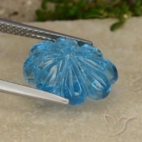 Topázio Azul Suíço Natural 8.05ct, Flor cortada, Transparente