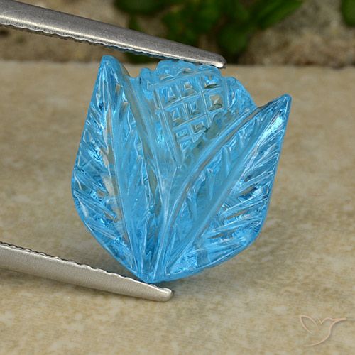 8.41ct Natural Azul Suíço Topázio, Flor cortada, Transparente