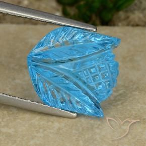 Topázio Azul Suíço Natural 8.41ct, Flor cortada, Transparente
