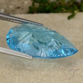 Topázio Azul Suíço Natural 8.47ct, Formato de pêra, Transparente