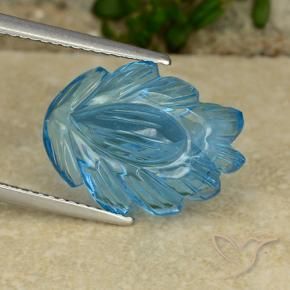 Topázio Azul Suíço Natural 9.91ct, Flor cortada, Transparente