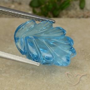 Topázio Azul Suíço Natural 9.91ct, Flor cortada, Transparente
