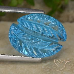 Topázio Azul Suíço Natural 6.69ct, Flor cortada, Transparente