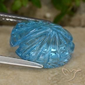 Topázio Azul Suíço Natural 6.69ct, Flor cortada, Transparente