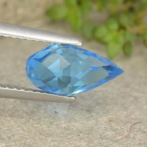 Topázio Azul Suíço Natural 2.68ct, Briolette, VVS-VS