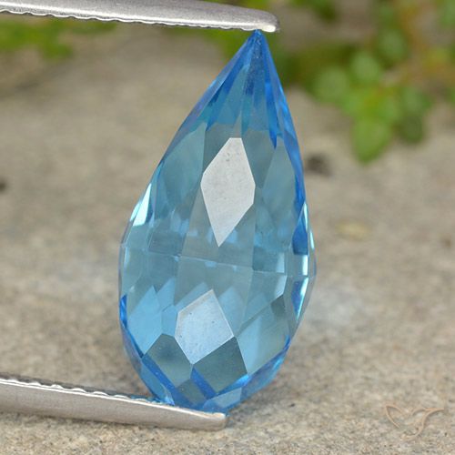 6.64ct Natural Azul Suíço Topázio, Briolette, VS