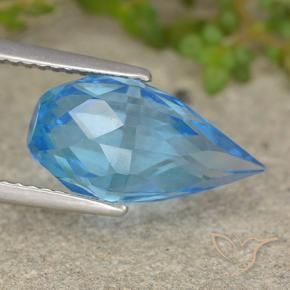 Topázio Azul Suíço Natural 6.64ct, Briolette, VS