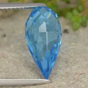 Topázio Azul Suíço Natural 6.64ct, Briolette, VS