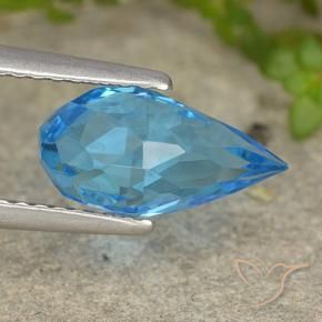 Topázio Azul Suíço Natural 2.70ct, Briolette, VVS-VS