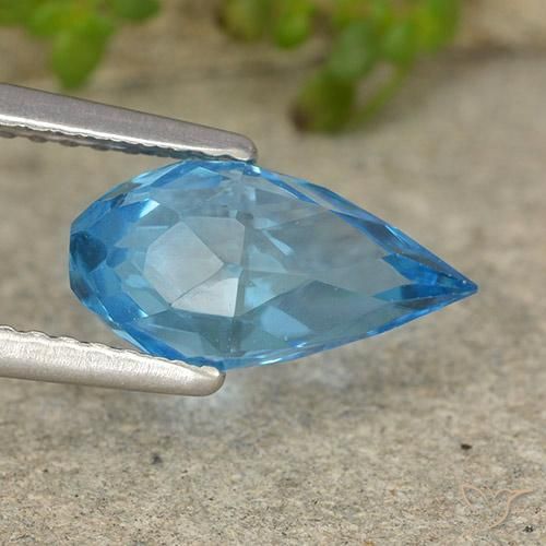 Topázio Azul Suíço Natural 2.66ct, Briolette, VS