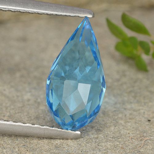 2.58ct Natural Azul Suíço Topázio, Briolette, VVS-VS