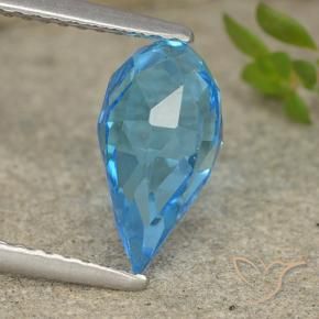 Topázio Azul Suíço Natural 2.58ct, Briolette, VVS-VS