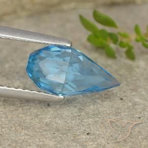 Topázio Azul Suíço Natural 2.58ct, Briolette, VVS-VS