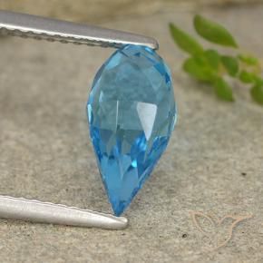 Topázio Azul Suíço Natural 2.58ct, Briolette, VVS-VS