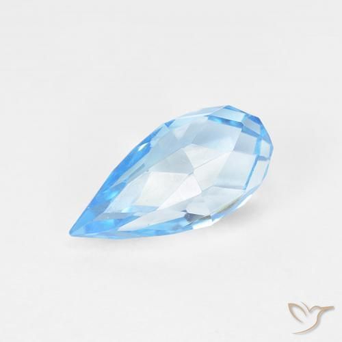 Topázio Azul Suíço Natural 2.77ct, Briolette, VVS-VS