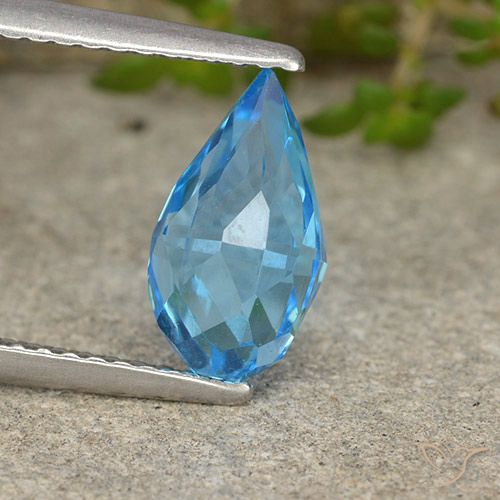 2.42ct Natural Azul Suíço Topázio, Briolette, VVS-VS