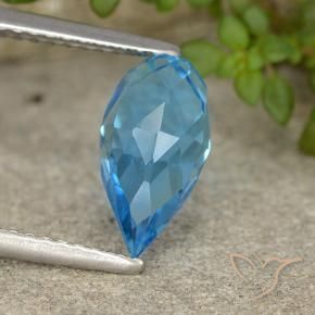 Topázio Azul Suíço Natural 2.68ct, Briolette, VVS-VS