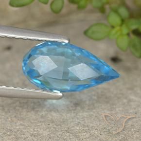 Topázio Azul Suíço Natural 2.82ct, Briolette, VVS-VS