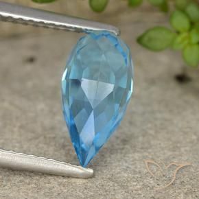 Topázio Azul Suíço Natural 2.82ct, Briolette, VVS-VS