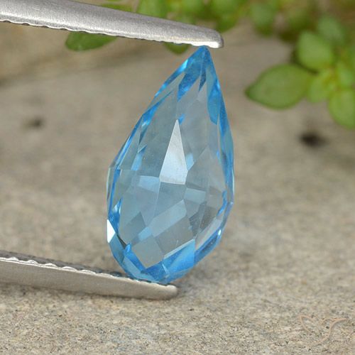 2.67ct Natural Azul Suíço Topázio, Briolette, VVS-VS
