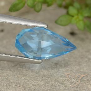 Topázio Azul Suíço Natural 2.67ct, Briolette, VVS-VS