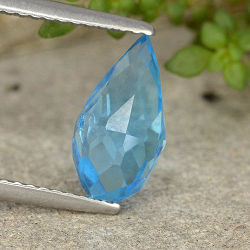 2.75ct Natural Azul Suíço Topázio, Briolette, VVS-VS