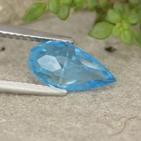 Topázio Azul Suíço Natural 2.75ct, Briolette, VVS-VS