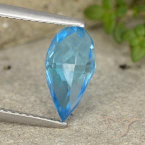 Topázio Azul Suíço Natural 2.75ct, Briolette, VVS-VS