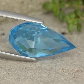 Topázio Azul Suíço Natural 6.52ct, Briolette, VVS-VS