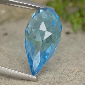 Topázio Azul Suíço Natural 6.52ct, Briolette, VVS-VS