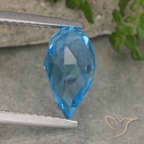 Topázio Azul Suíço Natural 2.67ct, Briolette, VVS-VS