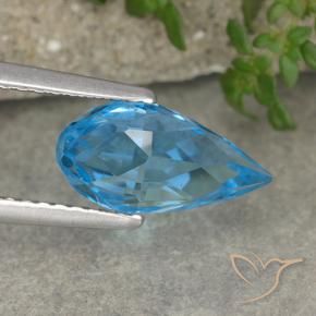 Topázio Azul Suíço Natural 2.63ct, Briolette, VVS-VS