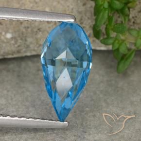Topázio Azul Suíço Natural 2.63ct, Briolette, VVS-VS