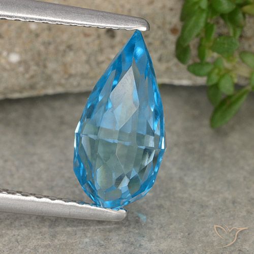 2.61ct Natural Azul Suíço Topázio, Briolette, VVS-VS