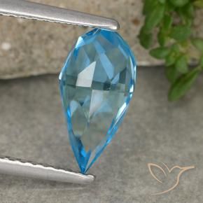 Topázio Azul Suíço Natural 2.61ct, Briolette, VVS-VS