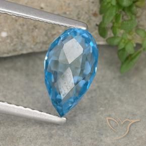 Topázio Azul Suíço Natural 3.59ct, Briolette, VVS-VS