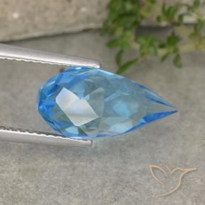 Topázio Azul Suíço Natural 6.65ct, Briolette, VVS-VS