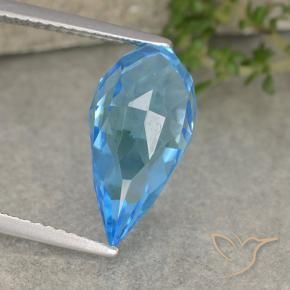 Topázio Azul Suíço Natural 6.65ct, Briolette, VVS-VS